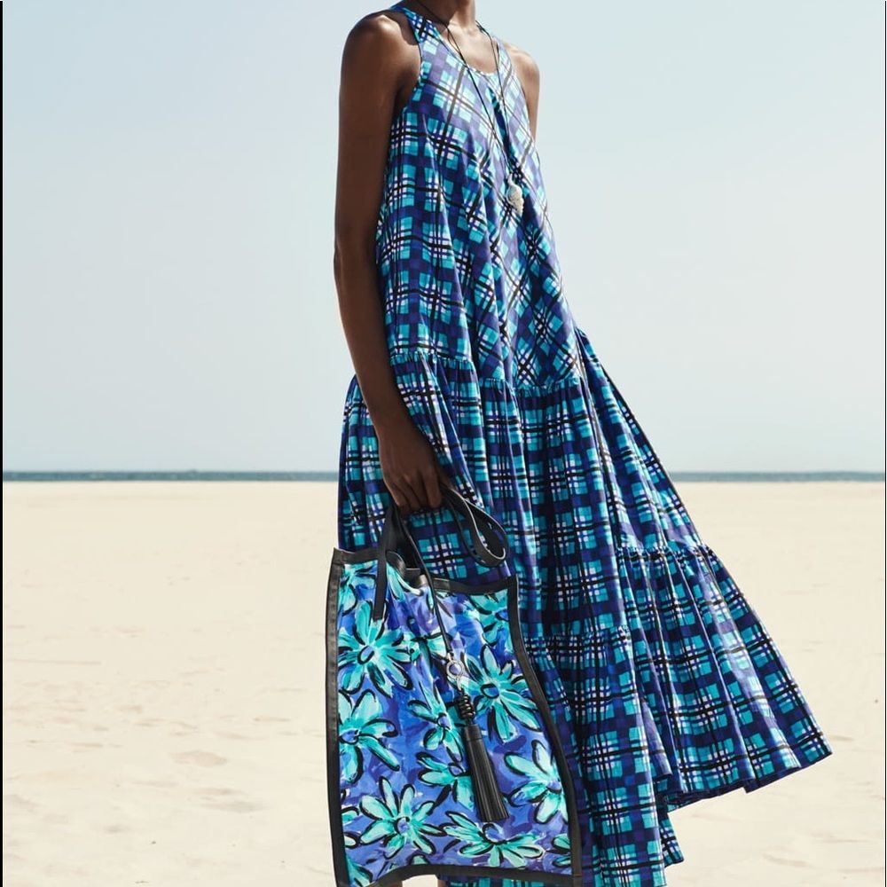 Michael Kors Collection Blue Plaid Dress